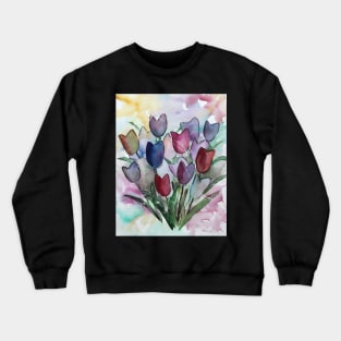 Loose semi-abstract tulip painting in watercolors Crewneck Sweatshirt